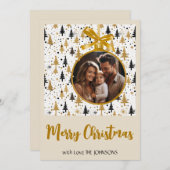 金ゴールドエレガントとブラッククリスマスカーパーソナライズされたド シーズンカード (正面/裏面)