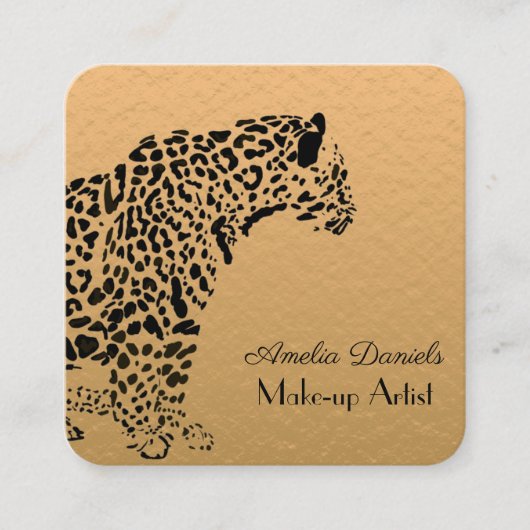 金ゴールドエレガントとブラックジャガースクエアビジネスカー スクエア名刺 (正面)