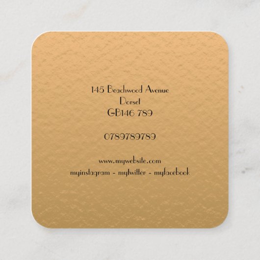 金ゴールドエレガントとブラックジャガースクエアビジネスカー スクエア名刺 (裏面)