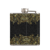 金ゴールドエレガントとブラックフローラペイズリーレース フラスク (裏面)