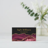 金ゴールドエレガントとブルゴーニュ赤瑪瑙 名刺 (スタンド正面)