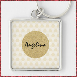 金ゴールドエレガントとベージュグリッター キーホルダー