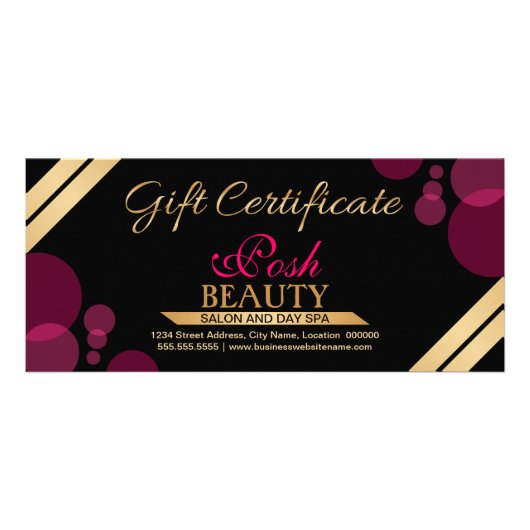 金ゴールドエレガントとホットピンクのギフト証明書 ラックカード (正面)