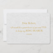 金ゴールドエレガントとホワイトは私のリングや輪 招待状 (裏面)