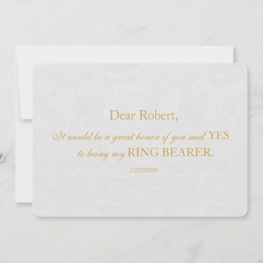 金ゴールドエレガントとホワイトは私のリングや輪 招待状 (裏面)