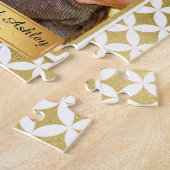 金ゴールドエレガントとホワイトカップルの写真パズル ジグソーパズル (側面)