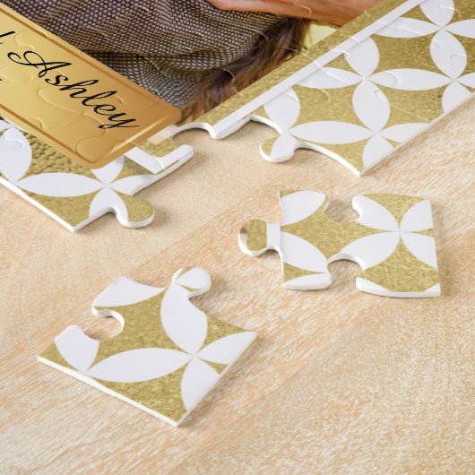 金ゴールドエレガントとホワイトカップルの写真パズル ジグソーパズル (側面)