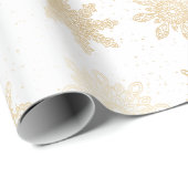 金ゴールドエレガントとホワイトスノーフレークのクリスマスパターン ラッピングペーパー (ロールコーナー)