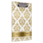 金ゴールドエレガントとホワイトダマスクの幾何学的パターン クリップボード (右)