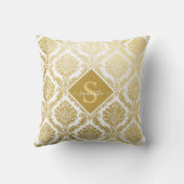 金ゴールドエレガントとホワイトダマスクプリントパーソナライズされた クッション (裏面)