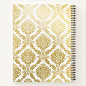 金ゴールドエレガントとホワイトダマスクプリントパーソナライズされた ノートブック (裏面)