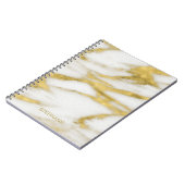 金ゴールドエレガントと名前の付いた白い大理石のパターン ノートブック (左側)