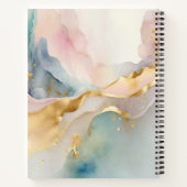 金ゴールドエレガントと水彩色パステルモノグラム名 ノートブック (裏面)