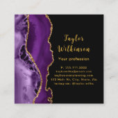 金ゴールドエレガントと濃い紫色の瑪瑙 スクエア名刺 (裏面)