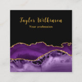 金ゴールドエレガントと濃い紫色の瑪瑙 スクエア名刺 (正面)