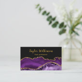 金ゴールドエレガントと濃い紫色の瑪瑙 名刺 (スタンド正面)