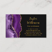 金ゴールドエレガントと濃い紫色の瑪瑙 名刺 (裏面)