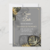 金ゴールドエレガントと灰色の植物学、熱帯地方 招待状 (正面)