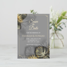 金ゴールドエレガントと灰色の植物学、熱帯地方 招待状