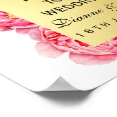 金ゴールドエレガントと牡丹のフローラ結婚のウェルカムサイン ポスター (角)