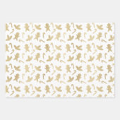 金ゴールドエレガントと白のクリスマス ラッピングペーパーシート (正面3)