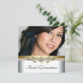 金ゴールドエレガントと白写真キンセアニェラ 招待状 (スタンド正面)