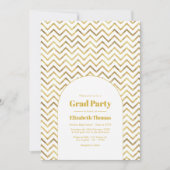 金ゴールドエレガントと白卒業記念パーティーの写真 招待状 (正面)