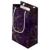 金ゴールドエレガントと紫のフローラ曼荼羅のパターン スモールペーパーバッグ (裏面アングル)