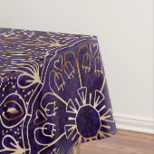金ゴールドエレガントと紫のフローラ曼荼羅のパターン テーブルクロス (インサイチュ)