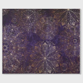 金ゴールドエレガントと紫のフローラ曼荼羅のパターン ラッピングペーパー (フラット)