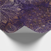 金ゴールドエレガントと紫のフローラ曼荼羅のパターン ラッピングペーパー (角)