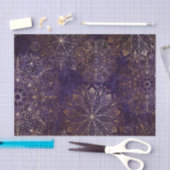 金ゴールドエレガントと紫のフローラ曼荼羅のパターン 薄葉紙 (クラフト)