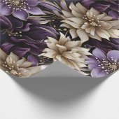 金ゴールドエレガントと紫の植物性フローラクリスマス ラッピングペーパー (角)