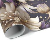 金ゴールドエレガントと紫の植物性フローラクリスマス ラッピングペーパー (ロールコーナー)