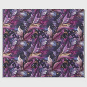金ゴールドエレガントと紫の植物性フローラクリスマス ラッピングペーパー (フラット)