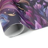 金ゴールドエレガントと紫の植物性フローラクリスマス ラッピングペーパー (ロールコーナー)