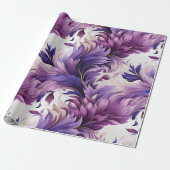 金ゴールドエレガントと紫の植物性フローラクリスマス ラッピングペーパー (アンロールド)