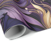 金ゴールドエレガントと紫の植物性フローラクリスマス ラッピングペーパー (ロールコーナー)