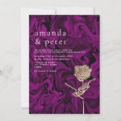金ゴールドエレガントと紫の結婚式招待状 招待状 (正面)