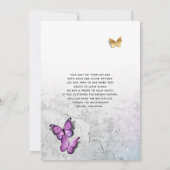 金ゴールドエレガントと紫の蝶ブライダルシャワー 招待状 (裏面)