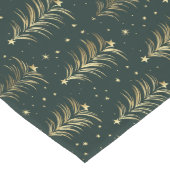 金ゴールドエレガントと緑のモノグラムの木パターン ロングテーブルランナー (コーナー)