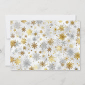 金ゴールドエレガントと銀のスノーフレークのクリスマスフォト シーズンカード (裏面)