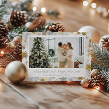 金ゴールドエレガントと銀のスノーフレークのクリスマスフォト