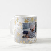 金ゴールドエレガントと銀の雪片写真カスタム コーヒーマグカップ (正面左)