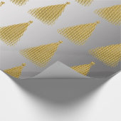 金ゴールドエレガントと銀色のクリスマスツリーパターン ラッピングペーパー (角)