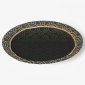 金ゴールドエレガントと黒の模様 ペーパープレート (アングル)