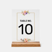 金ゴールドエレガントなウェディングテーブル番号カード アクリルサイン (正面)