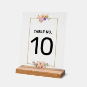 金ゴールドエレガントなウェディングテーブル番号カード アクリルサイン (傾斜)