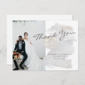 金ゴールドエレガントに触れたシルバーグレ結婚ーの感謝 ポストカード (正面/裏面)