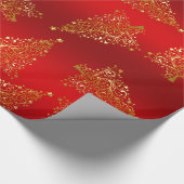 金ゴールドエレガントのクリスマスツリーパターン ラッピングペーパー (角)